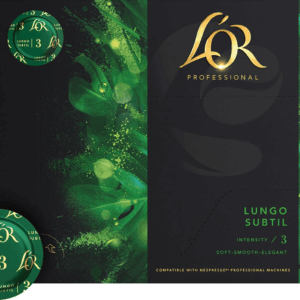 Lungo 3 Subtil Coffee L'OR, boîte de 50 capsules format machine professionel